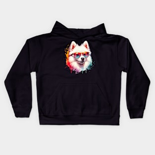 Watercolor American Eskimo Dog Kids Hoodie